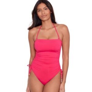 Ralph Lauren Women's‎ Ruched One-Piece Passionfruit Pink Size 16 NEW